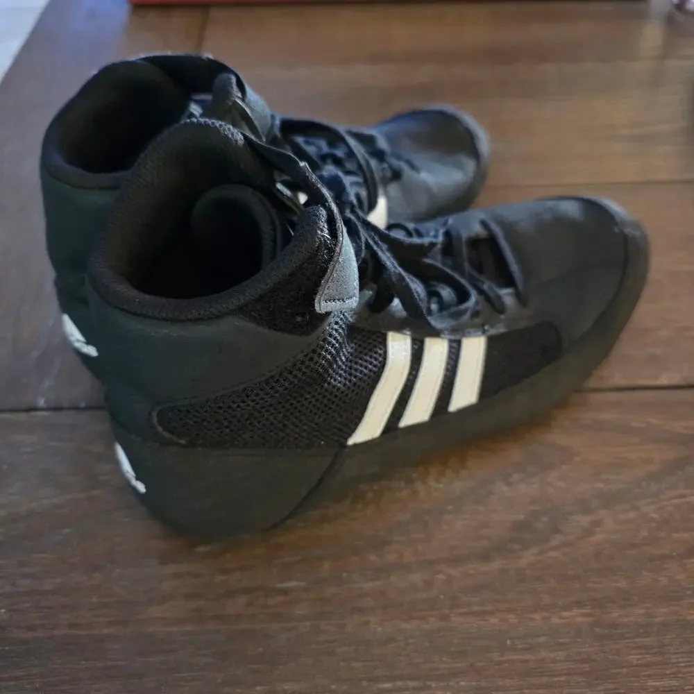 Adidas HVC 2 Wrestling Shoes Men's Size 5 Black White AQ3327 Boxing MMA
